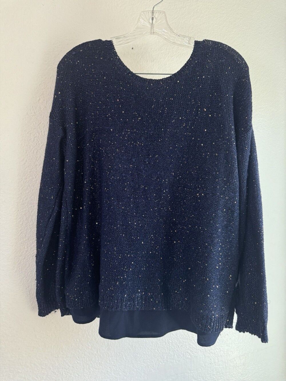 Jennifer Lopez Jlo Blue Sharply Top Overlay Back Petite Large